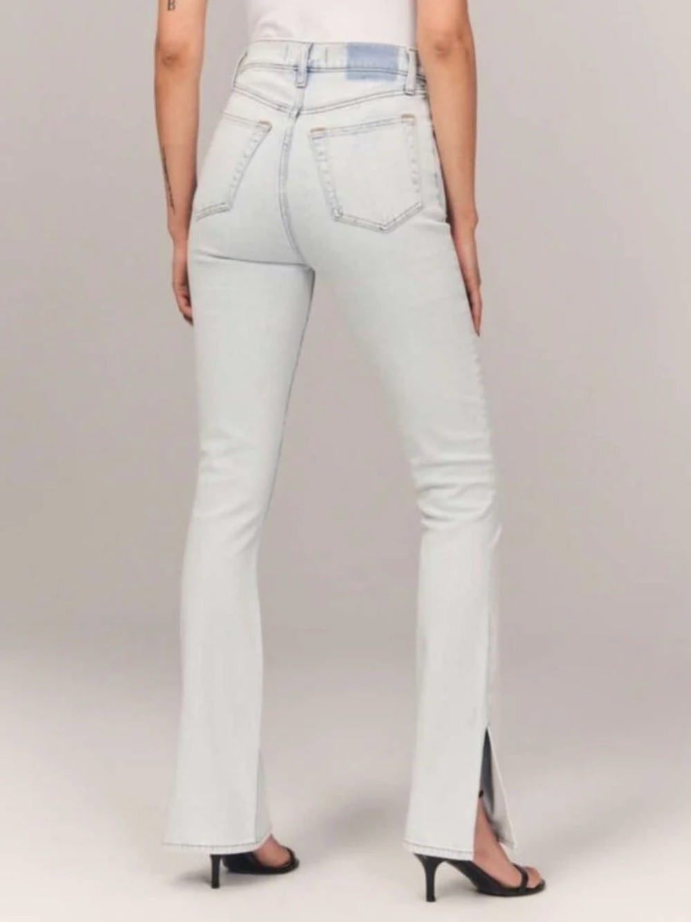 Abercrombie & Fitch Light Wash High-Rise Split-Hem Jeans